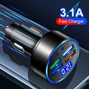 5-Port 15.5W USB Type-C Car Charger Voltmeter Charging Adapter for Mobile Phone