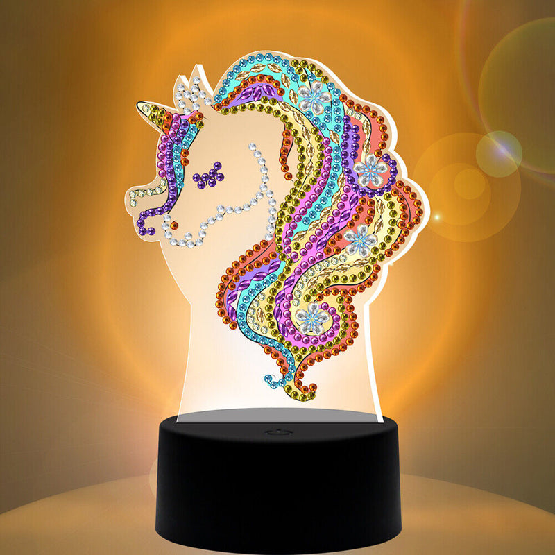 DIY Special Shaped Diamond Painting LED Light Horse Animal Embroidery Night Lamp