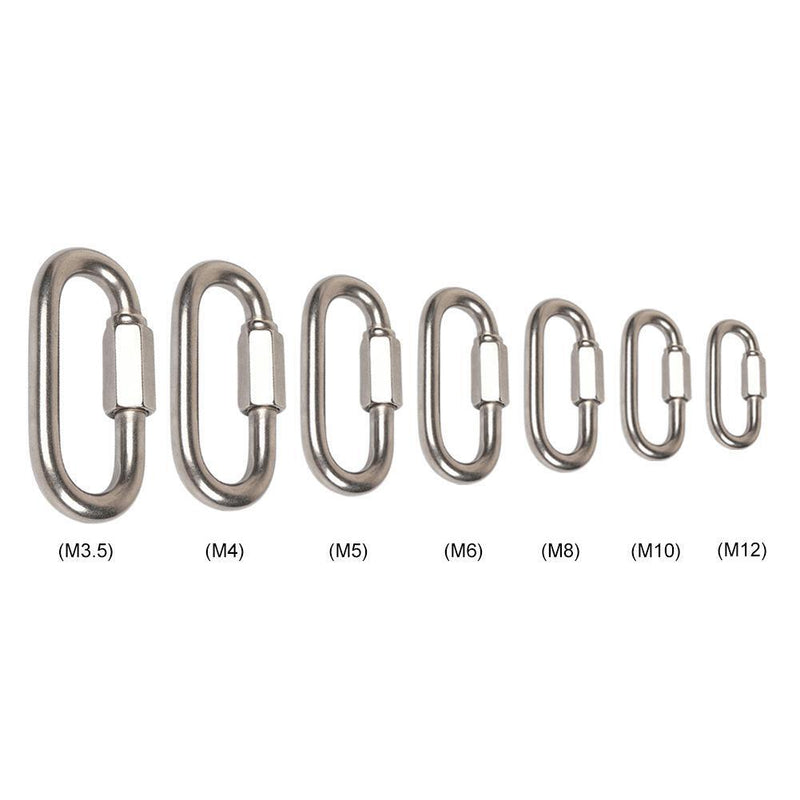 10pcs Stainless Steel Screw Lock Quick Links Climbing Carabiner Hook (M5)