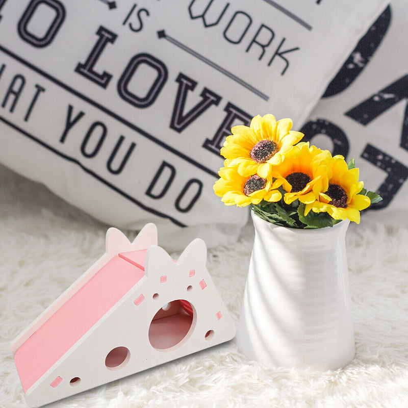 Assembled Hamster Ladder Slide Toys Guinea Pig Hamster Cage House (Pink) Newly