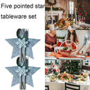 Christmas Stars Tableware Cutlery Holder Silverware Table Bags Decors Fork P8T4
