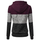 Pullover Casual Women Long Sleeve Hit Color Stitching Drawstring Winter Hoodies