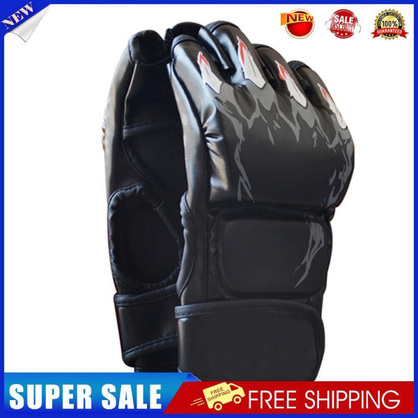 2pcs Boxing Gloves Muay Thai Training Half Finger Gloves (Tiger Claw Black)