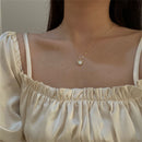 Wedding Gift Women Heart Shaped Necklace Opal Pendant Clavicle Necklace Choker