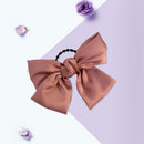 Ribbon Bow Hair Tie Rope Women Satin Hairband Ponytail Holder (Bean Red)