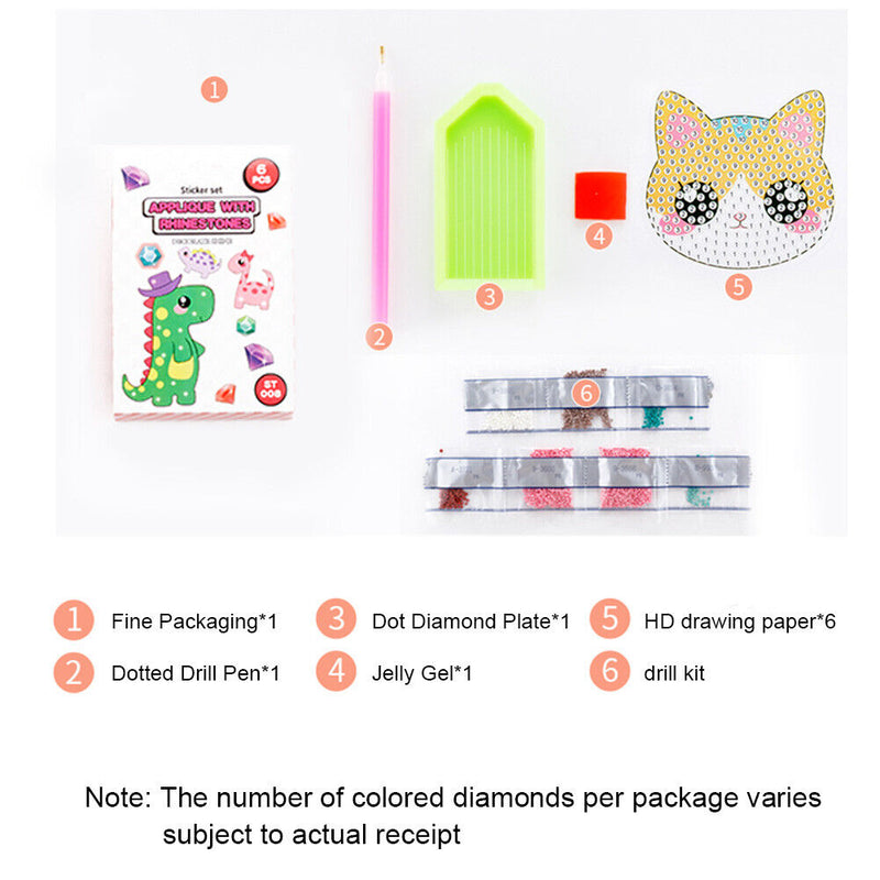 Diamond Painting Cartoon Stickers Kids DIY Round Drill Mosaic Decals (07)