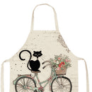 Kitchen Aprons for Women Men Household Baking Linen Dinner Cook Cat Tablier