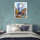 5D DIY Full Drill Round Shape Train Scene Rhinestone Diamond Drawing Home Decor