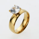 1 Pair Fashion Stainless Steel Rhinestone Lovers Couple Rings (Size 7)