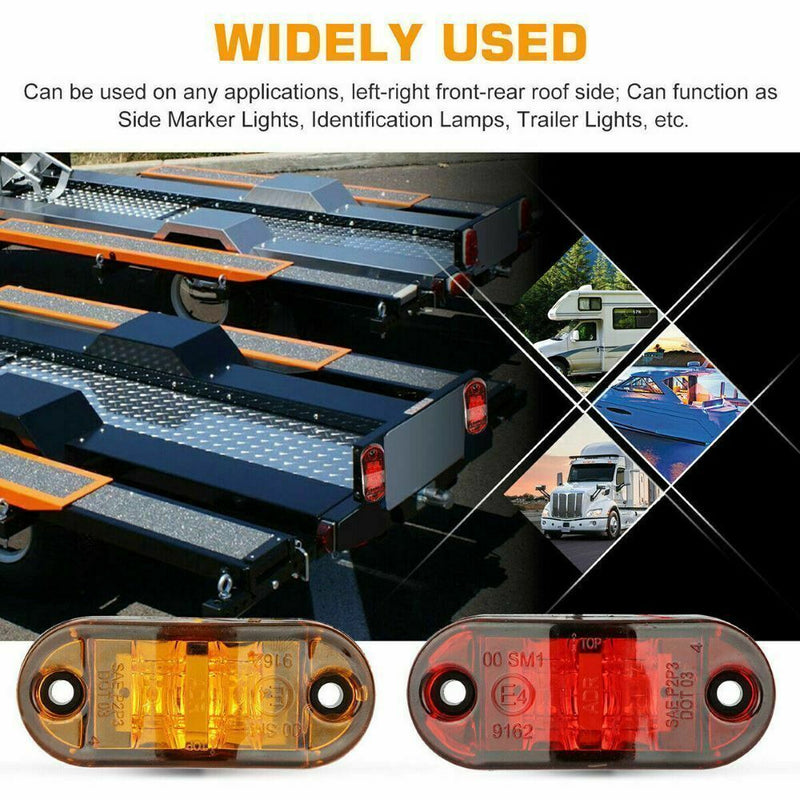Waterproof Truck Trailer LED Lights Front Rear Side Marker 2.5" Indicators
