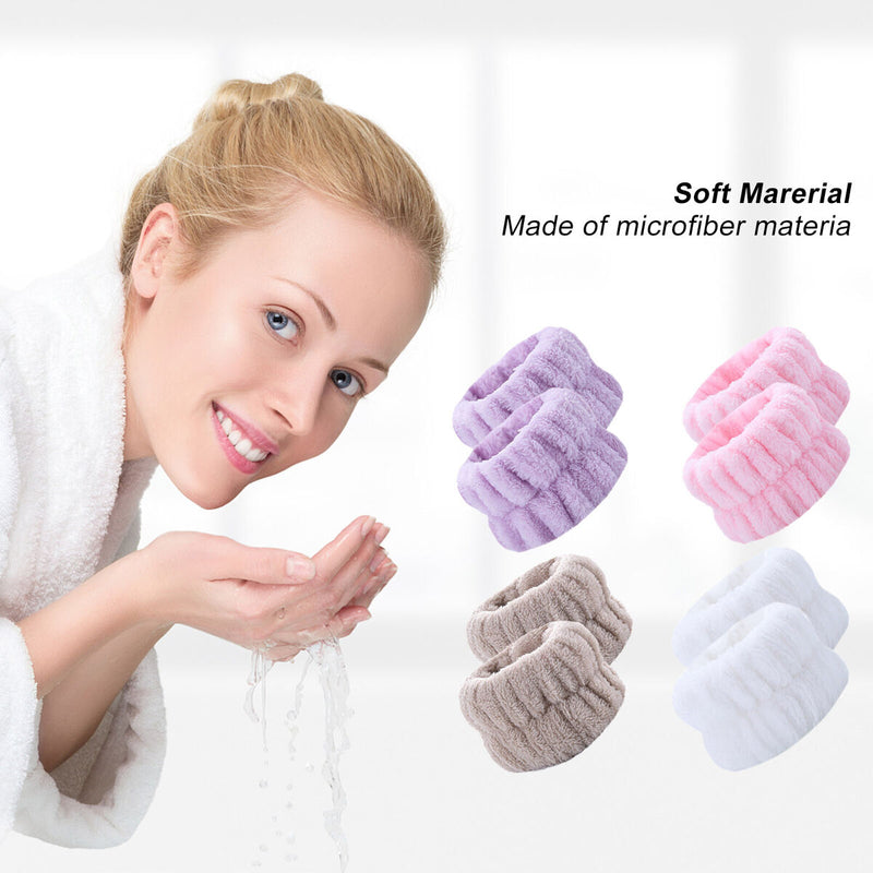 #A 4 Pairs Wrist Spa Washband Wash Towel Band Scrunchies for Washing Face Reusab