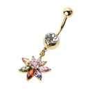 Personalized Flower Delicate Zircon Navel Umbilical Belly Ring (Colorful)