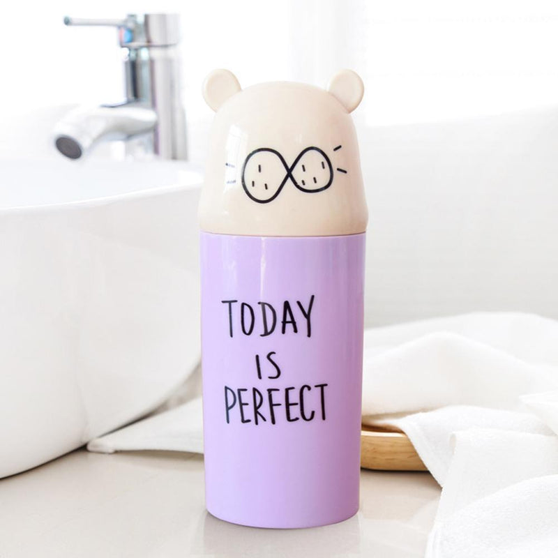 Cartoon Toothpaste Organizer Toothbrush Case Bathroom Storage Box (Purple) Newly