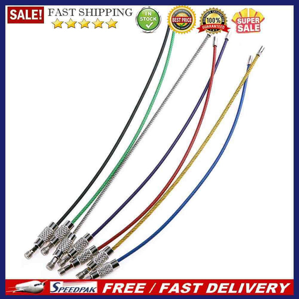 Stainless Steel Wire Rope Keychain Carabiner Cable Keyring Circle Outdoor H