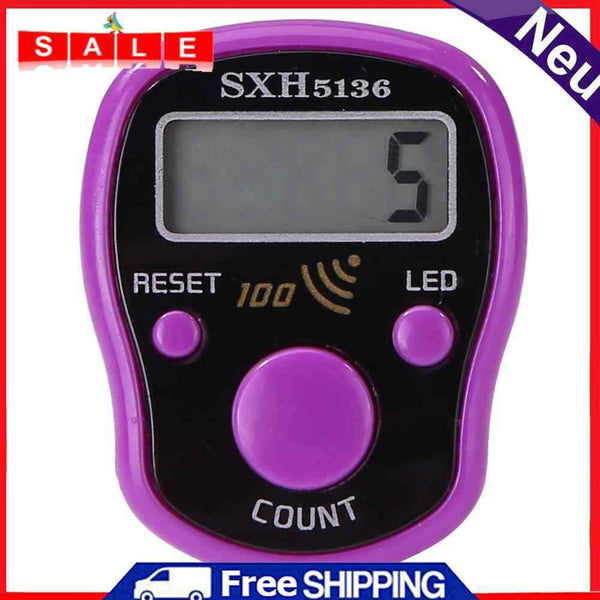 0-99999 LCD Finger Counter LED Luminous Electronic Tally Counter (Purple)