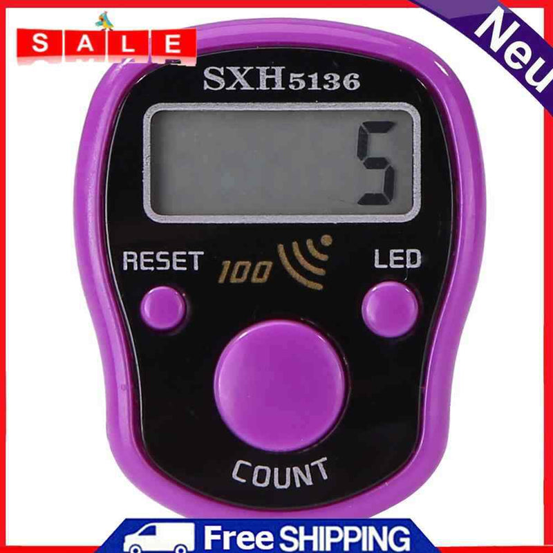 0-99999 LCD Finger Counter LED Luminous Electronic Tally Counter (Purple)