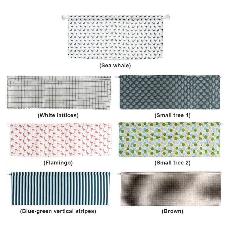 2pcs Short Curtain Shading Home Decor for Window Screen (White Grid)