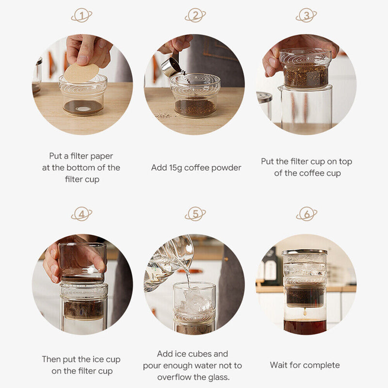 300ml Ice Drip Coffee Pot Glass Coffee Maker Dripper Filter Cold Brew Pots Newly