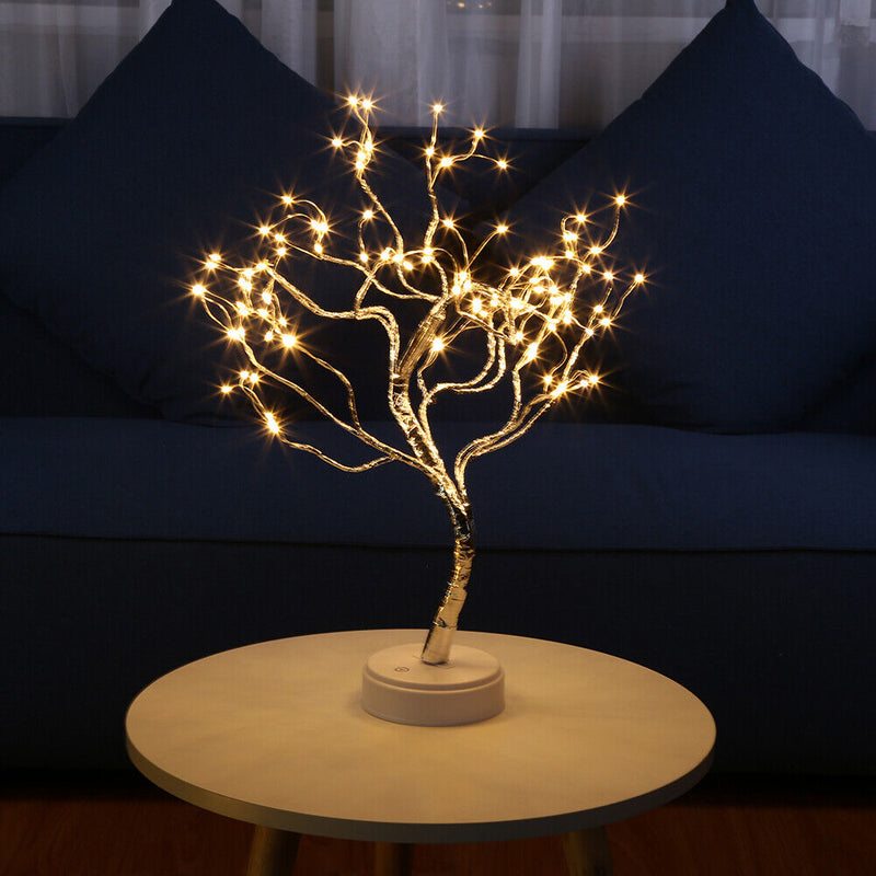 Fire Tree LED Table Lamp Copper Wire Fairy Night Light (108 LED Warm White)