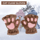 Cat Paw Gloves Durable Plush Cat Paw Fingerless Gloves (Light Coffee)