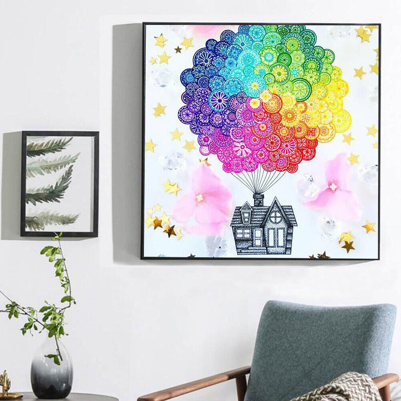 Full Round Diamond Painting Dream of Flying House Rhinestone Mosaic Home Decor