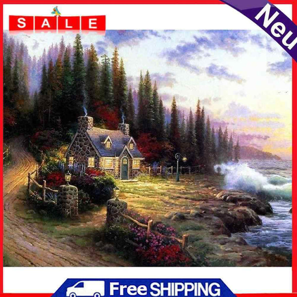 Beach House Oil Painting By Numbers Canvas Wall Drawing Kits DIY Gift Home Decor