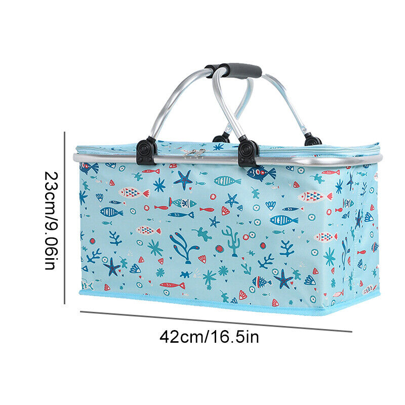 Insulated Cooler Bag, Picnic Basket for Travel, Camping, Keeps Wine Food Fresh
