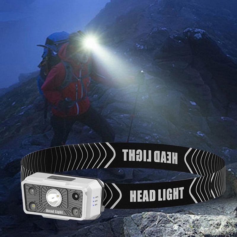 Rechargeable Powerful Sensor Headlamp XPE LED Fishing Headlight (White)