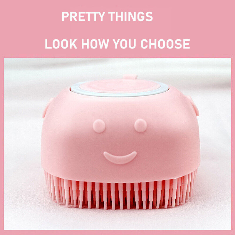 Silicone Pet Cat Bath Massage Brush Shampoo Grooming Comb Scrubber (Pink) Newly