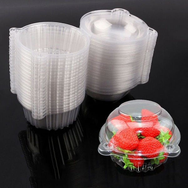 Disposable Plastic Cupcake Cases Set Cake Holders Boxes Reusable Muffin Cup