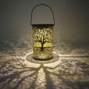 Metal LED Solar Light Hollow Tree Pattern Hanging Lamp Outdoor Garden Decoration