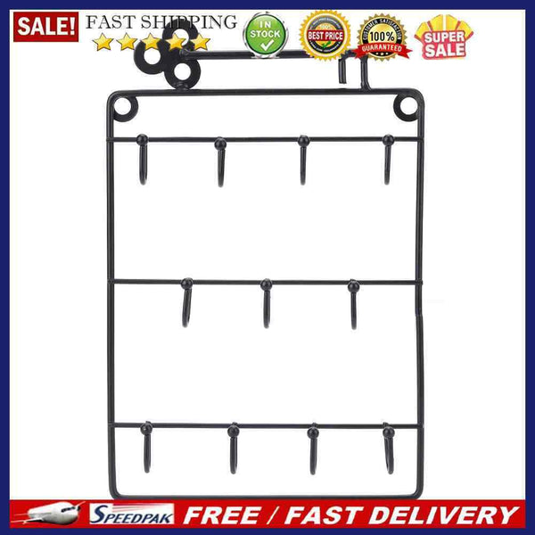 Iron Coat Hat Organizer Rack Wall Mounted 11 Hangers Hooks Key Storage Holder