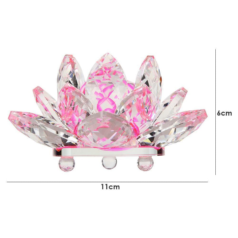 Feng Shui Crystal Lotus Flower Crafts Paperweight Ornament Gift Home Party Decor