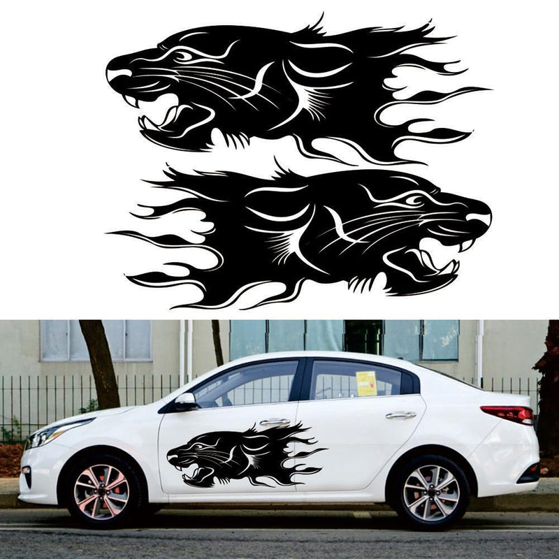 2pcs Lion Totem Decals Car Stickers Personality Auto Side Body Stickers Black