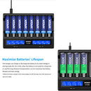 VC8 LCD Display 8 Bays Smart Battery Charger 18650 21700 AA AAA Battery Charger