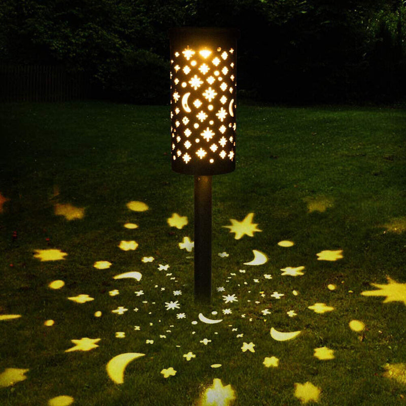 Solar LED Iron Art Lantern Light Star Moon Hanging Lamp for Garden Yard Pathway
