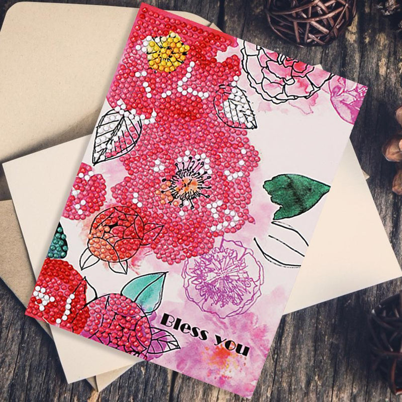 DIY Diamond Painting Flowers Greeting Card Birthday Valentine Blessing Gift