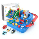 Track Adventure Racing Rail Car Kids Inertia Slide Toys (Blue with 4 Cars) Newly