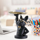 Nordic Luxury Bulldog Storage Statue Fruit Candy Tray Sculpture (Black) Newly