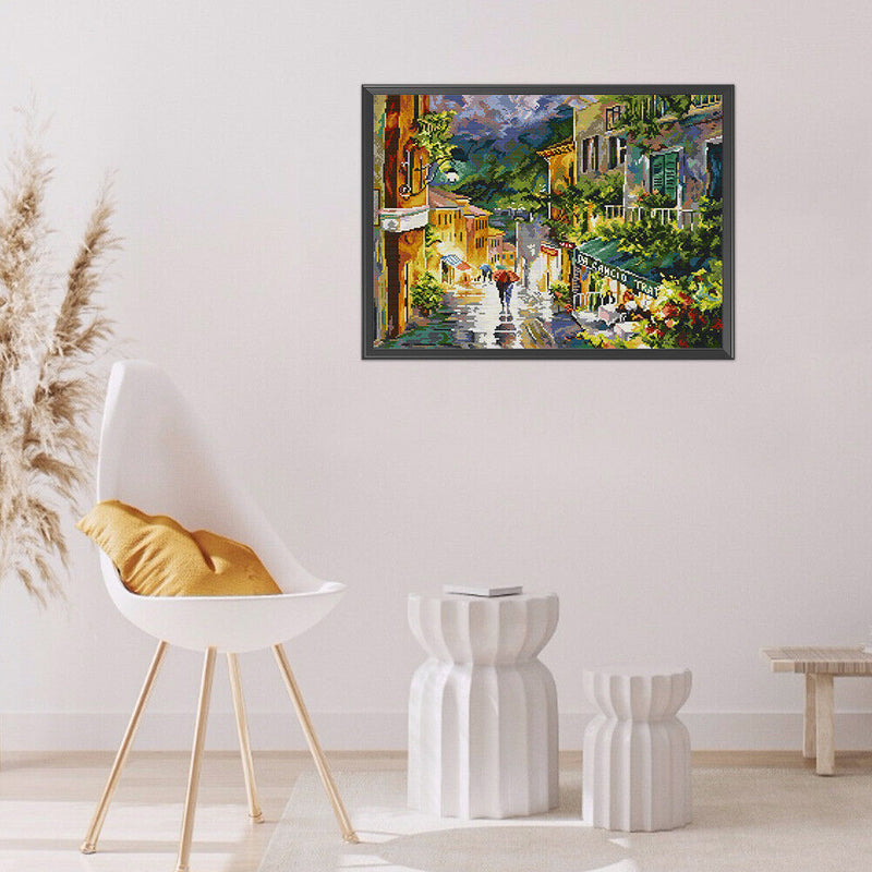 Full Embroidery Raining Counted Cross Stitch 14CT 2 Strand Cotton Kits