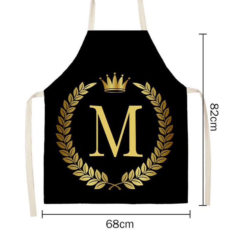 Letter M Kitchen Linen Apron Waterproof Household Cleaning Bibs (82x68cm)