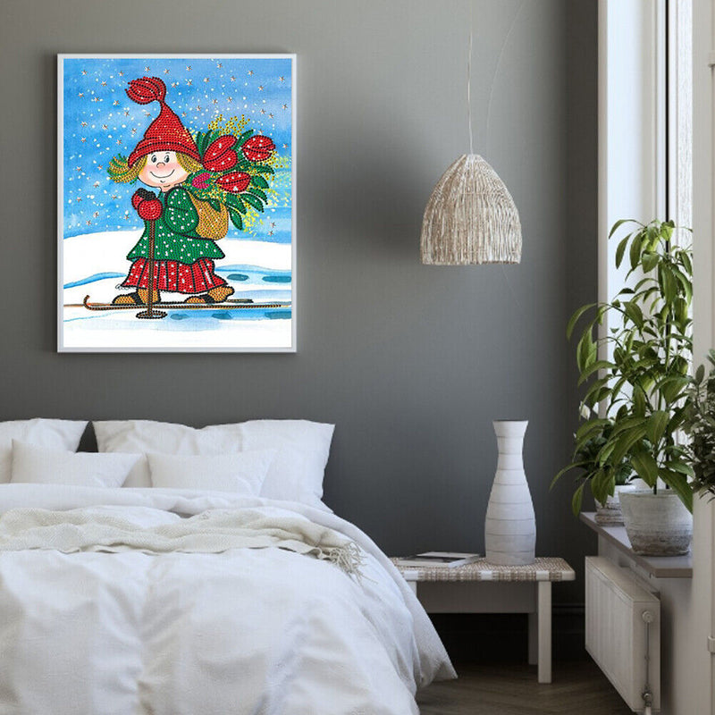 Girl Skiing 5D Part Drill Special Shaped Kit DIY Diamond Painting Home Ornaments