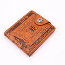 Fashion Men Retro PU Leather Printing Card Organizer Mini Bifold Wallet Clutches