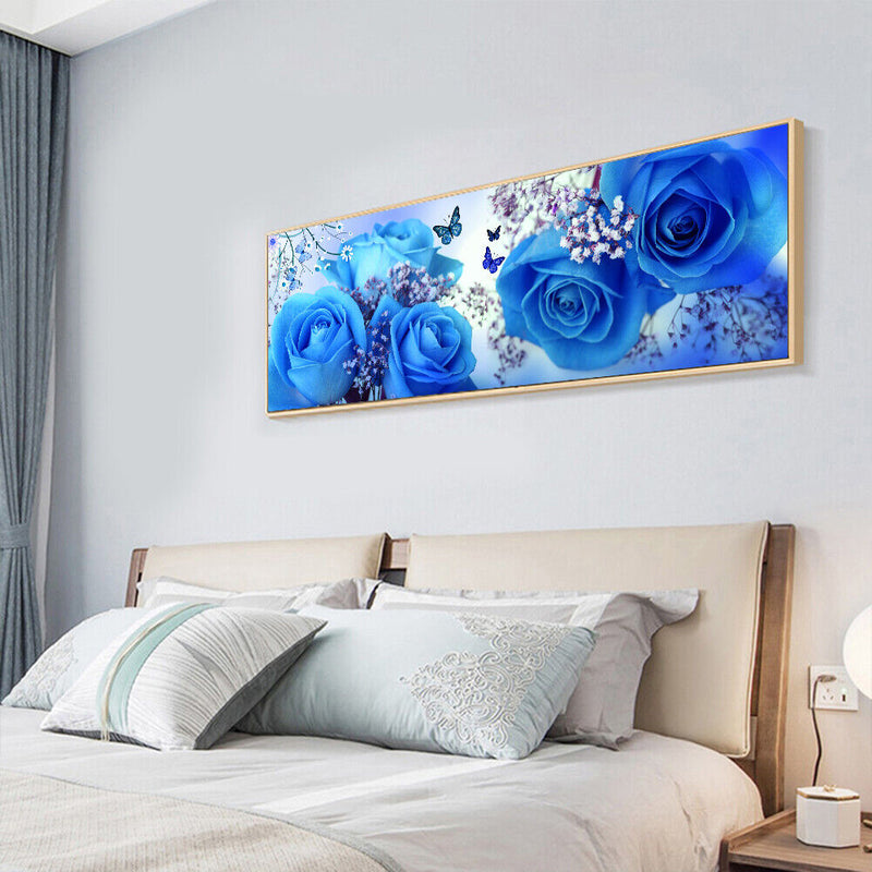 DIY Diamond Painting Full Round Drill Blue Rose Rhinestone Modern Handmade Craft
