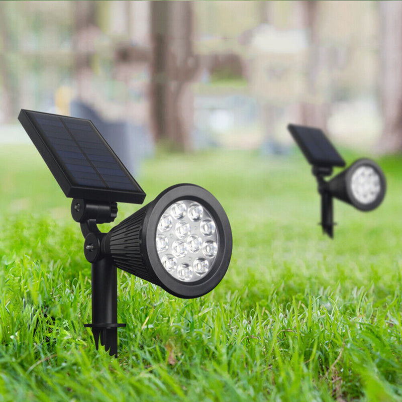 12LED Solar Lamp Outdoor Lawn Spotlight Colorful Ground Plug Light (White) Newly