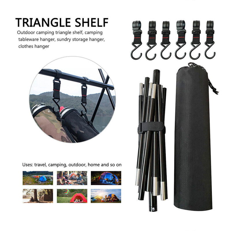Hanging Rack Outdoor Camp Clothes Sundry Storage Hanger Triangle Shelf (S) Newly