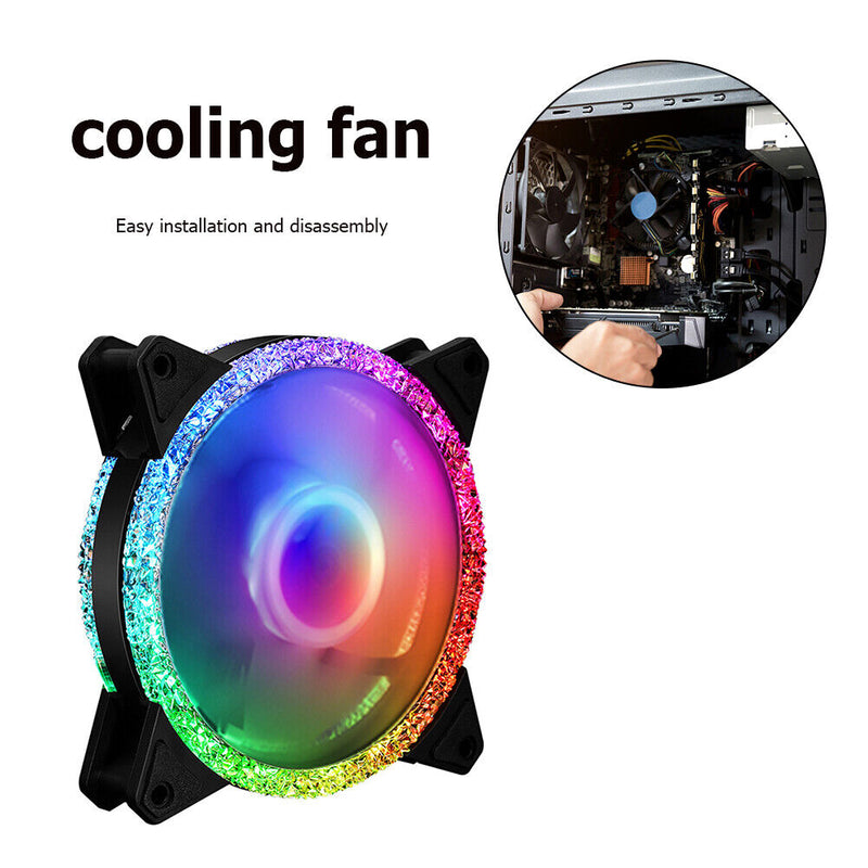120mm Fan RGB Computer Case Fans Cooling Radiator Small 3pin + Large 4pin Newly