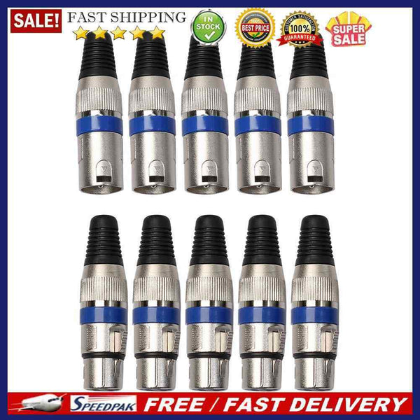 10 Pairs XLR 3 Pin Female MIC Jack Plug Audio Microphone Cable Connector