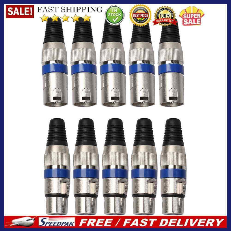 10 Pairs XLR 3 Pin Female MIC Jack Plug Audio Microphone Cable Connector