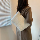 Metal Chain PU Quilted Crossbody Bag Female Solid Color Designer Top-handle Bag